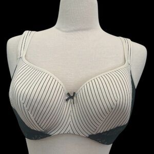 CACIQUE Striped Black and Cream Bra